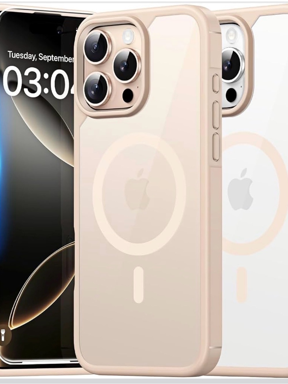 iPhone 16 pro case MagSafe-Compatible Clear Protective Phone Case in Beige